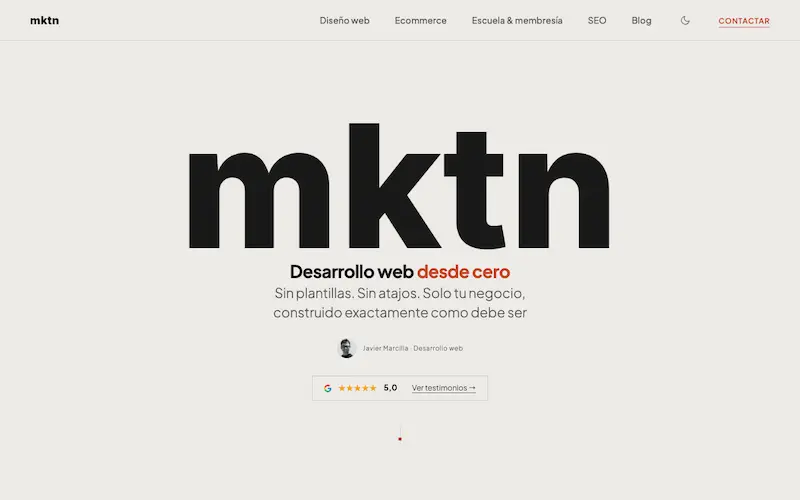 Captura de la página de inicio de mktn.es