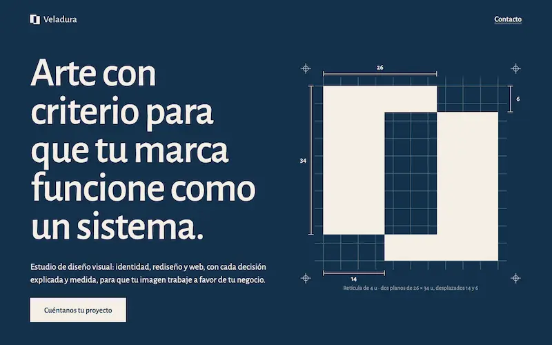 Captura de la página de inicio de veladuraestudio.com